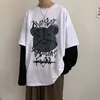 2021 Ours Imprimer T-shirts Lâche Impression Bottoming Shirt Jeunesse Hip-Hop Couple Vêtements Ins Étudiant Vêtements Drôle Japon Tops Homme H1230