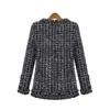 Höst Winter Coat Women 2020 Plus Storlek Elegant Långärmad Plaid Jackor Kvinnlig Vintage Oversize Tassel Tweed Wool Blandningar Svart