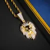 TOPGRILLZ Hip Hop Gold Color Plated Iced Out Micro Pave Cubic Zircon Lion Head Pendant Necklace Charm For Men Jewelry Gifts 201014224S