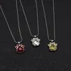 Mignon Or Rose Ours Patte Chien Chat Bijoux Mariage Rose Amour Empreinte Crysatal Pendentif Collier