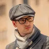 Men Newsboy Hats Wool Cap Thick Warm Vintage Tweed Short Brim Spring Autumn Classic Style Man Winter Fashion