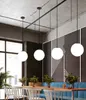 Modern Glass Ball Pendant Lights Dia12-40cm White Globe Hanging Lamps Bar Restaurant Deco Luminaire Bedroom Light Fixtures LED Pendant Lamp