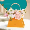 4 PCS Fleur Rose Emballage Papier Boîtes Floral En Plastique papier Partie Cadeau Emballage Boîte Cadeau Sac Saint Valentin Fête De Mariage Déco H1231