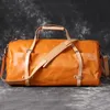 Duffel Bags Leather Men Handbag Cowhide Travel Bag Bagage Men's Large Capacity Retro Original Vegetabiliska garvade italienska1