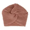 Moda Zima Kobiety Dziewczyna Ciepłe Dzianiny Beanie Solidne Kolor Turbanu Kapelusze Headband Cross Head Wrap Caps