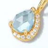 Allnoel Sky Blue Topaz Pendant Fashion Dainty Women 925 Sterling Silver Pear Shape Luxury Halsband för Party Smycken Gåvor Nya Q0531