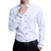 Legible Casual Social Formal shirt Men long Sleeve Shirt Business Slim Office male Cotton Mens Dress s white 4XL 5XL 220215