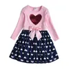 Dxton Inverno Crianças Vestidos Para Meninas Sleeve Flying Unicorn Crianças Dress Star Stripe Toddler Roupas Algodão Causal Girls Dress LJ200923