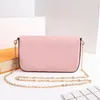 Quality Luxury Design Women Bag Three-Piece Chain Wallet Girl Shoulder Handbag Ladies Clutch With Box