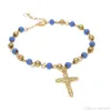 Novo 5 Cor 18 Cm Homens Mulheres Aço Inoxidável Jesus Cross Pulseras Rosário Pulseiras De Ouro Pulseira Pulseira Moda Hip Hop Jóias Presente Para Homens