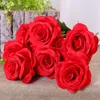 Large Artificial Roses Artificial Flowers Pink White Green Blue Red Purple Silk Rose 10 pcs Fake Flowers Bouquet For Wedding LJ200910