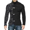 Hommes gilets 2022 automne/hiver pull à col roulé couleur assortie en cuir bouton à manches longues tricot Cardigan grande taille porter Guin22