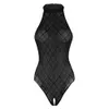 Dames039s crotchless zwempak zie door badmode mesh high cut open crotch gymnastics turard bodysuit bathing suit 8864029