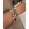 Titanium With 18 K Gold Pave Watch Strap Statement Bracelet Women Stainless Steel Jewelry Chic Gown Japan South Korea Fashion W220308