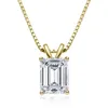 Wong Rain 100% 925 Sterling Silver Emerald Cut Créé Moissanite Diamonds Gemstone Pendentif Collier Fiançailles Fine Jewelry Y0126