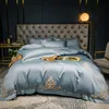 60. egipska bawełniana pościel haftowany stały kolor kołdry łóżko Linen Wedding Hotel Pillowcase Doponowane arkusz Flat Arkusz 201128