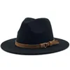 Sombrero Fedora Vintage hombres mujeres lana de imitación elegante señora ala ancha Jazz Panamá Sombrero Cap M03236L