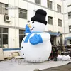 Lindo muñeco de nieve inflable modelo globo 5m blanco aire soplado sonriente muñeco de nieve con sombrero y bufanda para invierno al aire libre Navidad Decora289E