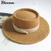 Ladies Handmade Natural Straw Hat Summer Beach Sun Hat for Women Men Panama Cap Fashion Protetion Visor Boat Hats Y200602