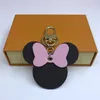 Classic Mouse Designer Bow Keychains Leather Animal Bag Pendant Charm Girls Cars Keyrings Chains Holder Fashion Women Key Ring With Box