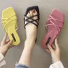 Slippers Women Outdoor Flat Multi Strap Criss Cross Slide Sandals Solid Color Non Slip Sexy Beach Leisure 220304