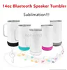 14oz de sublimação Bluetooth copo de alto -falante com alça sem fio sem fio Copas de música Inteligente Aço inoxidável garrafa de água inteligente C0622