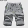 Hommes Streetwear Bermuda court hommes pantalons de survêtement tricotés survêtement coton Sportwear Shorts été décontracté solide court vêtements de plage vêtements