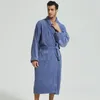 Hommes Peignoir Coton Serviette Kimono Automne Épais Serviette Chaude Polaire Terry Vêtements De Nuit Longue Robe el Spa Doux Long Blanc Robe De Bain 201109