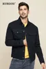 Kuegou Mens denim Jacket Sydkoreas stil Fashion Spring Coat Black Grey Slim Cowboy Coat Lapels Top Size KW2988 201116