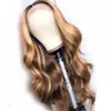 Blond Heighlight Lace Front Human Hair Wig Body Wave Transparent 360 Front Pärlor Peruansk Ginger Full Naturlig 3tone Ombre Remy