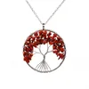 Collier de femmes de pierres naturelles gravier cristal arbre de vie Long pendentif argent bijoux de mode colliers faits à la main pour les femmes cadeau fête