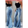 Kvinnors Jeans Kvinna 2021 Retro Tvätta Elastiska Hips South American Style Wide Leg Flare Plus Size Women