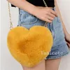 Valentine's Day Gilrs Candy Colors One-Shoulder Bags Party Favor Cute Love Heart Shape-bag Plush Fashion Lovely Oblique span bag ss0110