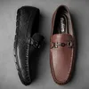 Classic Men genuine Leather Shoes Non-slip Mens Shoes Casual slip on Breathable Casual fashion Shoes Men Soft Loafers Rubber