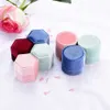 Boxes Kuololit 5PC/lot Velvet Hexagon Jewelry Boxes for Women Red pink green blue Ring Boxes for Wedding Engagement Bridal Gift New T200