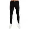 Men's Jeans Mens Solid Color 2021 Fashion Slim Pencil Pants Sexy Casual Hole Ripped Design Men Streetwear Hip Hop