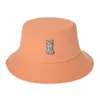 Foxmother New Fashion Cute Black Pink Orange White Animal Cat Mönster Fiske CAPS Gorras Casquette Bob Bucket Hats For Women7627000