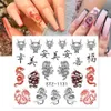 Dragon Snake Nail Stickers Red Black Gothic Design Water Slider Chinese Manicure Nails Art Decor CHSTZ111411376258343