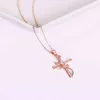 Collier avec pendentif en forme de croix Rose pour femmes, symbole romantique, amour, fleur, bijoux, G220310