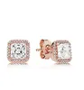 design Luxe 18K Or Rose Signature Carré Diamant Boucles D'oreilles Boîte D'origine pour 925 Sterling Argent Femmes Boucle D'oreille Set53867868708041