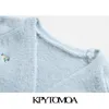 Kpytomoa Mulher Moda Floral Bordado Cardigan Sweater Vintage V Pescoço Manga longa Feminino Tops Chic Tops 201203