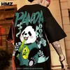 HMZ Tee-shirt surdimensionné Feuille de bambou Panda Imprimer Lâche Manches courtes Été Hip Hop Top T-shirt en pur coton Ins Couple Vêtements G220223