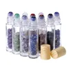 10 ml Etherische olie Diffuser Clear Glass Roll op parfumflessen Natural Crystal Quartz Stone Grain Roller Ball Flessen