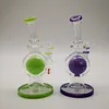 Bong in vetro viola verde da 7 pollici Bong da 14 mm con giunto a sfera Perc Bong Tubi d'acqua Showhead invertito Percolatore Beaker Olio Dab Rigs con ciotola