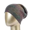 New Women's Bronzing Cashmere Beanies Hat Casual Spring Wool Knitted Hats Ladies Metallic Color Print Slouchy Beanie Cap