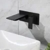 Badrum Sink kranar Basin kran i vägg svart borstat guld tipp mixer kran set kombination Bleanoir solid mässing