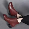 FHANCHU – bottes courtes en cuir PU souple pour femme, chaussures d'hiver à boucle, à la cheville, bout rond, marron, noir, livraison directe, 2022