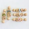 INS Baby Teethers Teething Natural Wooden Ring Teethers Infant Fingers Exercise Toys Silicon Beaded Soother Baby Toy M3066