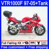 Kropp + Tank för Honda Superhawk VTR1000F Fabrik Röd 97 98 99 00 01 05 56HM.37 VTR1000 F VTR 1000 F 1000F 1997 1998 1999 2000 2001 Fairings