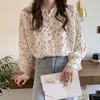 Women's Blouses 2022 Ly Women Top Chiffon Long Puff Sleeve Gedrukte V-hals Casual Tops Button Shirts Plus Size Blouse Femme Clothing1